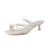 21QZ65PtDrL.jpg Maui Strappy Womens Sandals with Kitten Heels ?C Vegan Leather Slip On Dress Sandals for Women, Square Toe Wedding Shoes