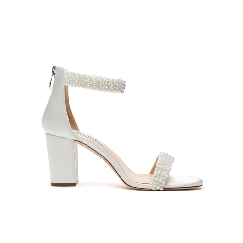 Block Heel Wedding Sandals Pearl Heels Open Toe Wedding Shoes for Bride Bridal Shoes