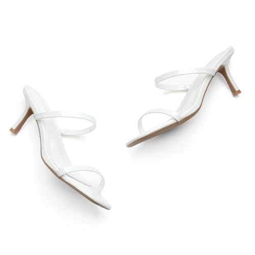 21vAFR8D71L.jpg Kitten Heels for Women ?C Low Heels, Slip-On Open Toe Heeled Mules with 2 Straps, Dressy Short Heeled Sandals for Wedding, Party
