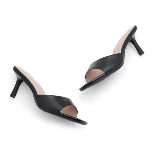 310iYtkshML.jpg Women's Low Heels Stiletto Heeled Slides, Open Toe One Band Slip-On Heeled Mules ?C Dressy Heeled Sandals for Prom, Party Wedding