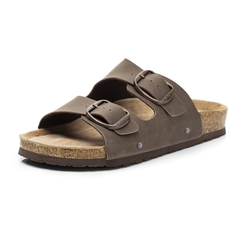 314BYFJCgRL.jpg Womens Flat Sandals with Cork Footbed, Open Toe Slides Adjustable Slip On Slippers for Summer Size 6-11