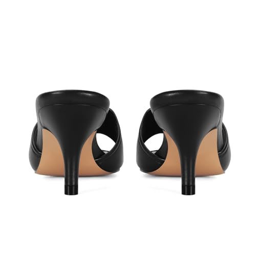 315OtlljDL.jpg Black Kitten Heel Sandals Stiletto Low Heels Slip On Slides Mule Sandal Square Open Toe Dress Shoes for Women