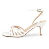 Women's Kitten Low Strappy Heels Ankle Strap Heeled Sandals