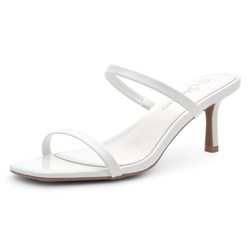 319t8hCy17L.jpg Kitten Heels for Women ?C Low Heels, Slip-On Open Toe Heeled Mules with 2 Straps, Dressy Short Heeled Sandals for Wedding, Party