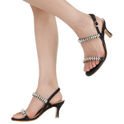 31AQhl-wKeL.jpg Womens Heels Sandals Sparkly Dress Shoes Low Kitten Heel Rhinestone Bride Wedding Shoes Black Silver Gold White