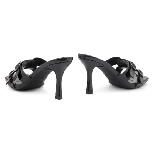 31C5THc8kKL.jpg Melrose Women's High Heels Stiletto Heeled Slides, Square Open Toe One Band Slip-On Heeled Mules ?C Dressy Clear Heeled Sandals