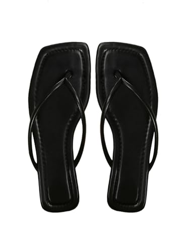 31FFJZcDDkL.jpg Women's Square Open Toe Flip Flop Minimalist Thong Flat Sandals Slide On Summer Vacation 2025 Dressy Shoes