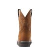 31GqiSYjCnL.jpg Womens Anthem Shortie H20 Embroidery Round Toe Pull On Casual Boots Mid Calf Low Heel 1-2" - Brown
