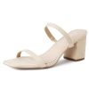 Silver Dressy Women's Heeled Sandals - Size 0, Medium Width, 3 Inch Block Heel, Double Strap, Faux Leather, Open Toe, Slingback