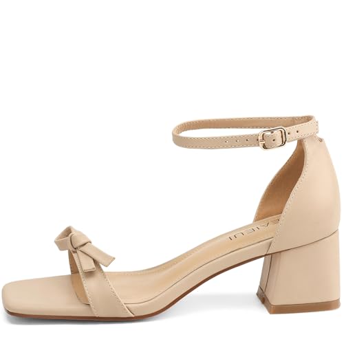 31KXYgyXQnL.jpg Women's Heeled Sandals Strappy Low Block Heels Chunky for Women Comfortable Ankle Strap Open Toe Party Wedding Dress Shoes for