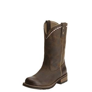 Womens Unbridled Embroidered Round Toe Casual Boots Mid Calf Low Heel 1-2" - Brown