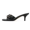 31PWKcmjNQL.jpg Black Kitten Heel Sandals Stiletto Low Heels Slip On Slides Mule Sandal Square Open Toe Dress Shoes for Women