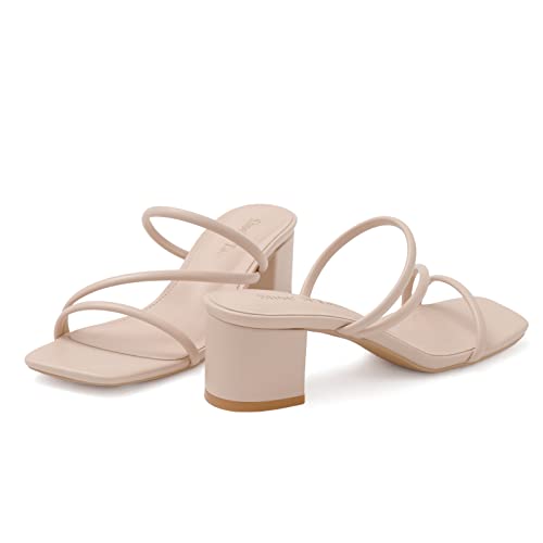 31PsjEquCRL.jpg Strappy Heels For Women Low Chunky Block Heel Heeled Sandals Square Open Toe Slip On Slides Mules