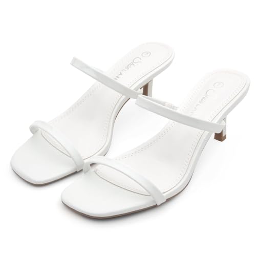 31SO8hax1L.jpg Kitten Heels for Women ?C Low Heels, Slip-On Open Toe Heeled Mules with 2 Straps, Dressy Short Heeled Sandals for Wedding, Party