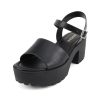 ??Stacie?? ~ Women Open Toe Lug Sole Mid Block Heeled Sandals with Adjustable Ankle Strap