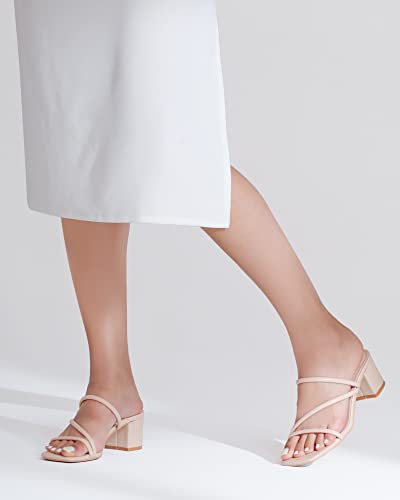 31UtjIkVYKL.jpg Strappy Heels For Women Low Chunky Block Heel Heeled Sandals Square Open Toe Slip On Slides Mules