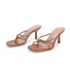 Women??s Square Open Toe Flip Flops Stiletto Heels Strappy Thong Slide on Slingback Mules Sandals