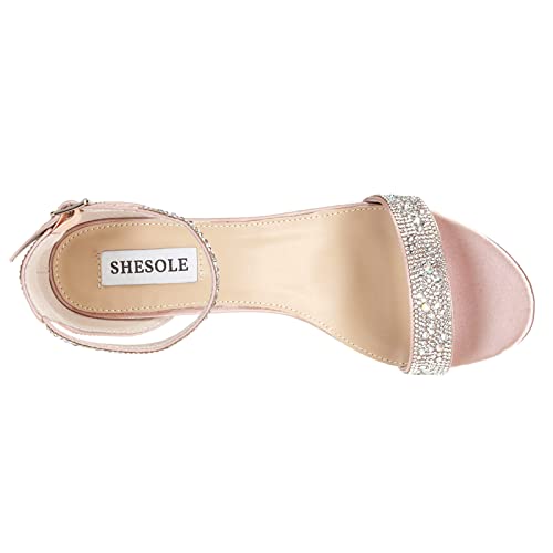 31VDvgnnqBL.jpg Sparkly Sandals Women Rhinestone Heels Wedding Shoes for Bride Low Block Strappy Heels Gold Glitter
