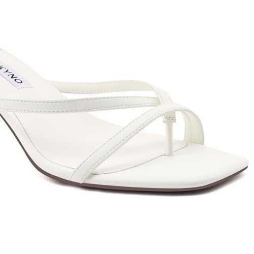 Strappy Kitten Heels for Women Square Open Toe Heeled Thong Sandals Low Heel Sexy Trendy Flip Flop Party Casual