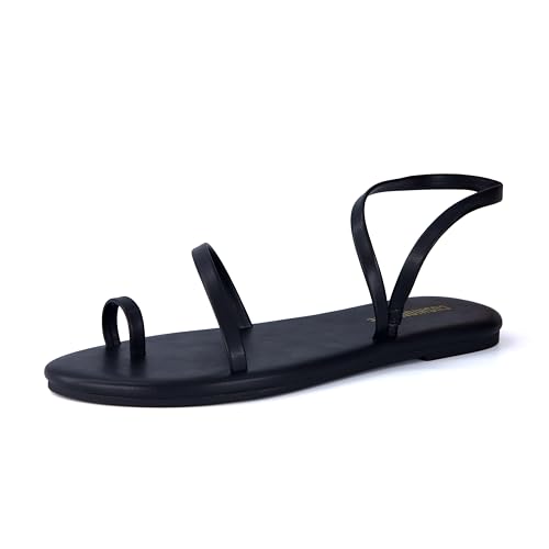 31Wg1AMfK0L.jpg CHAI Women’s Strappy Sandals – Flat Sandals for Women, Comfortable Beach Sandals, Summer Slip-On Shoes, Casual Dressy Sandals
