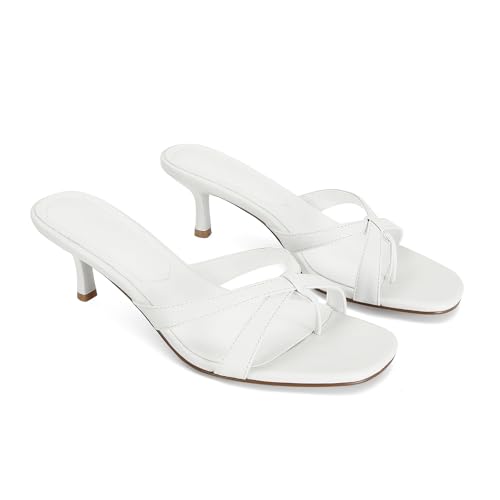 31YRVyu0y0L.jpg Gold Kitten Heel Sandals for Women Flip Flop Strappy Mule heels Rounded Open Toe Heeled Thong Sandals Women
