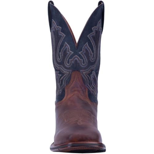 Mens Winslow Embroidered Square Toe Casual Boots Mid Calf - Blue, Brown
