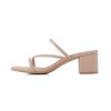 Strappy Heels For Women Low Chunky Block Heel Heeled Sandals Square Open Toe Slip On Slides Mules