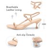 Womens Strappy Heeled Sandals Kitten Low Heel Open Toe Ankle Strap Party Wedding Dress Shoes
