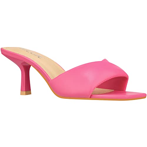 Women??s Low Heel Mules Open Square Toe Slip On Comfortable Cushion Heeled Sandals