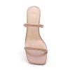 Women's Square Open Toe Heeled Sandals Two Strap Mules Slip On Block Chunky Mid Heels Sandals