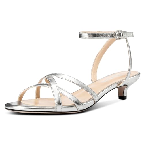 31gjn-IyihL.jpg Womens Ankle Strap Peep Open Toe Low Heels Strappy Kitten Heel Sandals Slingback Prom Buckle Dress Shoes 1.4 Inches Heels