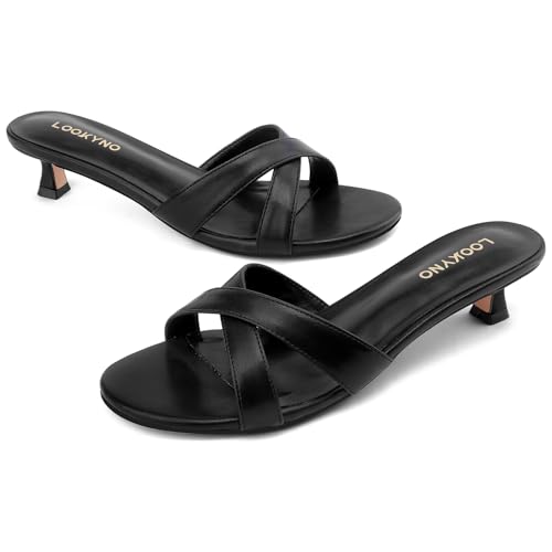 31gt-2sCwWL.jpg Womens Kitten Heels Low Heeled Sandals for Women Round Slip On Slides Cross Strap Open Toe Sandals