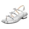 31k0B-jiF0L.jpg Womens Chunky Block Low Heel Sandals Square Toe Heels Strappy Summer Heeled Sandals Elastic Rhinestone Bow Sandals Cute Casual