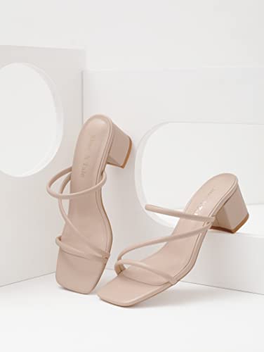 31oNQsu8jjL.jpg Strappy Heels For Women Low Chunky Block Heel Heeled Sandals Square Open Toe Slip On Slides Mules