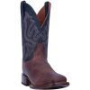 Mens Winslow Embroidered Square Toe Casual Boots Mid Calf - Blue, Brown