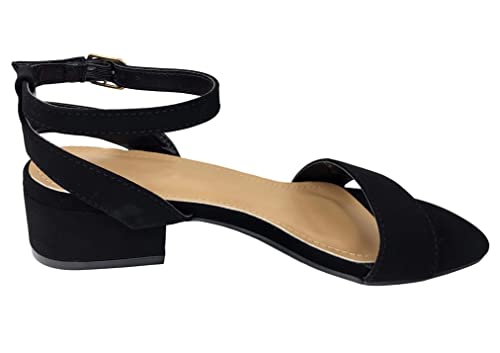 Open Toe Ankle Strap Low Block Heel Dressy Sandal