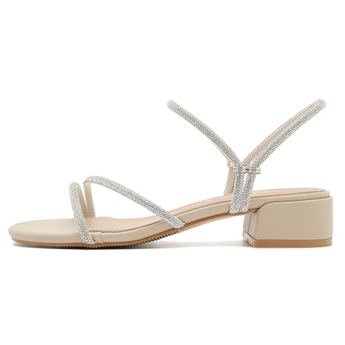31rQ8dMaNpL.jpg Women's Rhinestone Strappy Open Toe Low Block Chunky Heels Sandals Backless Summer Holiday Party Wedding Dress Shoes
