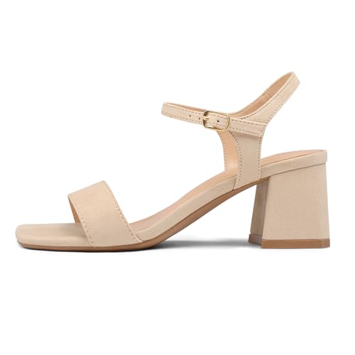 31rTcM4I8nL.jpg Women's Chunky Block Low Heels Open Toe Ankle Strap Heeled Sandals Comfortable Square Toe Wedding Party Dress Pump Shoes
