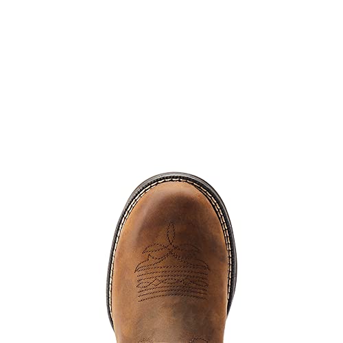 31tT9PKJKRL.jpg Womens Anthem Shortie H20 Embroidery Round Toe Pull On Casual Boots Mid Calf Low Heel 1-2" - Brown
