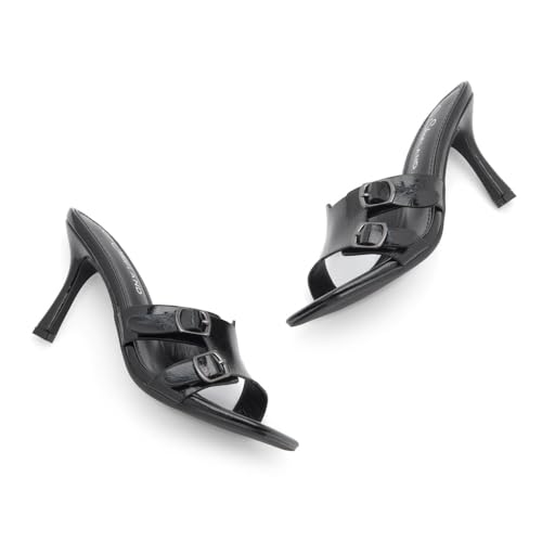 31tdleJTJuL.jpg Melrose Women's High Heels Stiletto Heeled Slides, Square Open Toe One Band Slip-On Heeled Mules ?C Dressy Clear Heeled Sandals