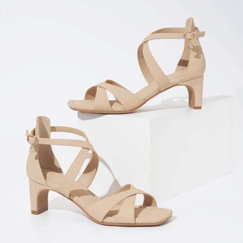 31x51i2dP2L.jpg Womens Chunky Low Heels Comfortable Open Toe Ankle Strap Heeled Sandals Strappy Block Heels Dress Shoes for Wedding Bridal
