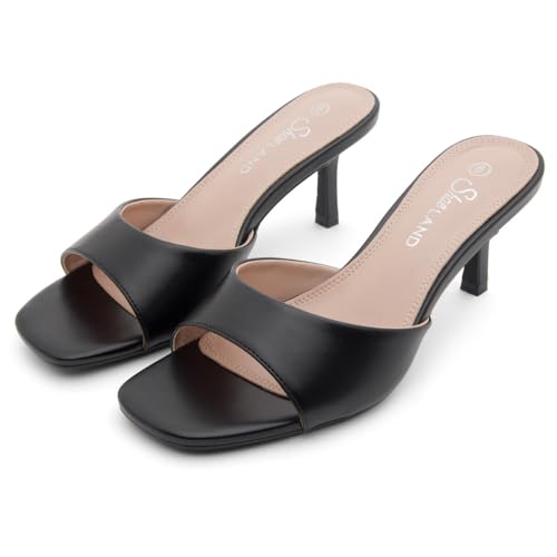 31zbDm1yQXL.jpg Women's Low Heels Stiletto Heeled Slides, Open Toe One Band Slip-On Heeled Mules ?C Dressy Heeled Sandals for Prom, Party Wedding