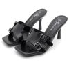 41-LMU7GhVL.jpg Melrose Women's High Heels Stiletto Heeled Slides, Square Open Toe One Band Slip-On Heeled Mules ?C Dressy Clear Heeled Sandals