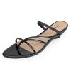 41196GdiV0L.jpg Flip Flops Thong Heels Women Heeled Sandals Low Chunky Heels Slip on Slide Sandals Kitten Heels for Women Party Dress Shoes