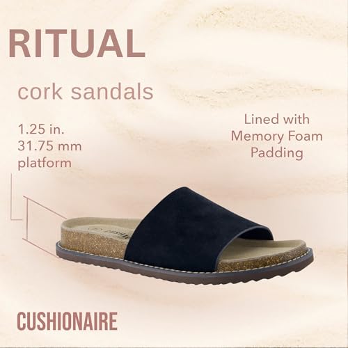 411ONF8LyjL.jpg Ritual Women’s Slide Sandal – Suede Slip-On with Cork Footbed, Contoured Insole & Flexible Lightweight Outsole