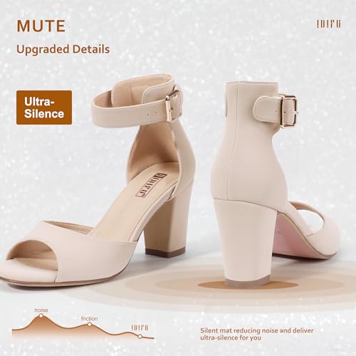 412G5VoFbPL.jpg Women's Candie-MI Peep Toe Low Block Heels Sandals Ankle Strap Comfy Chunky Wedding Dress Shoes