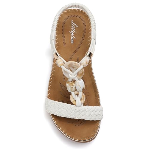 412Vw4EEwxL.jpg Women Sandals Arch Support Handmade Bohemian Braided Flat Sandals Comfort Walking Beach Ankle Elastic Summer Shoes