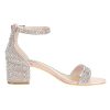 412e4HDizGL.jpg Sparkly Sandals Women Rhinestone Heels Wedding Shoes for Bride Low Block Strappy Heels Gold Glitter