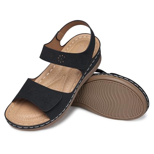 413mEPs5ZQL.jpg Flat Sandals for Women Dressy: Comfortable Flats Sandals Women Open Toe Ankle Strap Walking Shoes Summer