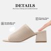 415If7GVecL.jpg Knit Heeled Sandals for Women Square Open Toe Mules Block Low Heel Slip On Slides